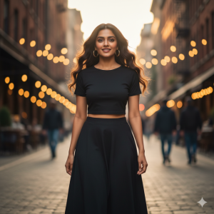 Black Crop & Skirt Set