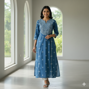 Blue Embroidered Kurti