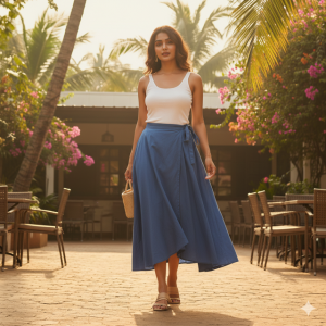 Blue Wrap Skirt