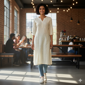 Cream Cotton Tunic Top