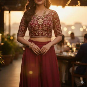 Maroon Ethnic Co-ord Set