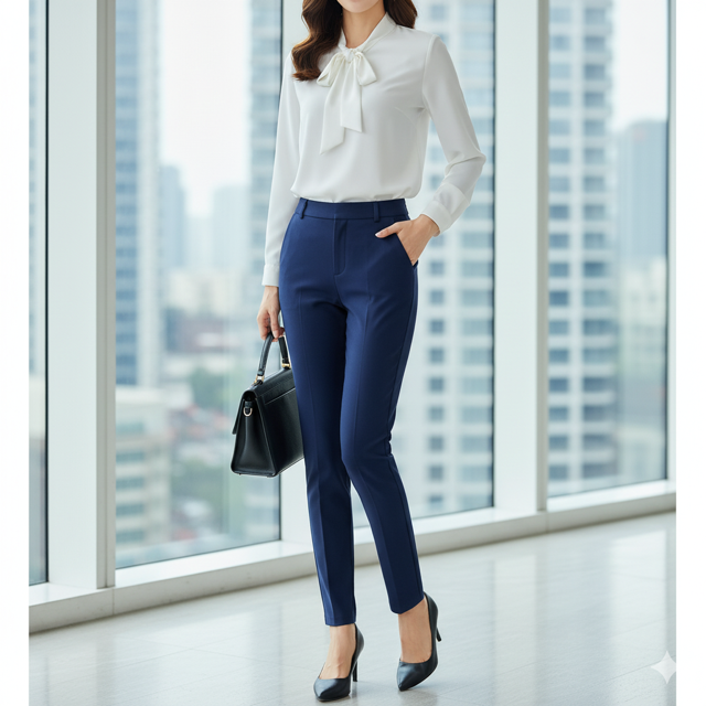 Navy Stretch Trousers