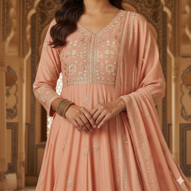 Peach Anarkali Suit - Image 2