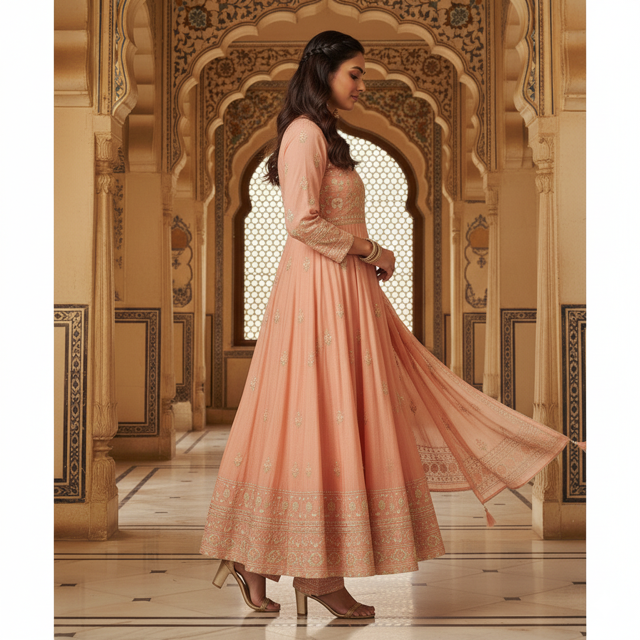 Peach Anarkali Suit - Image 3
