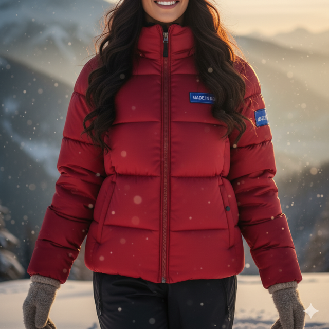 Red Puffer Winter Jacket - Image 3