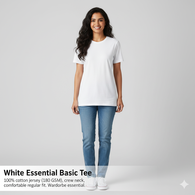 White Essential Basic Tee - Image 4