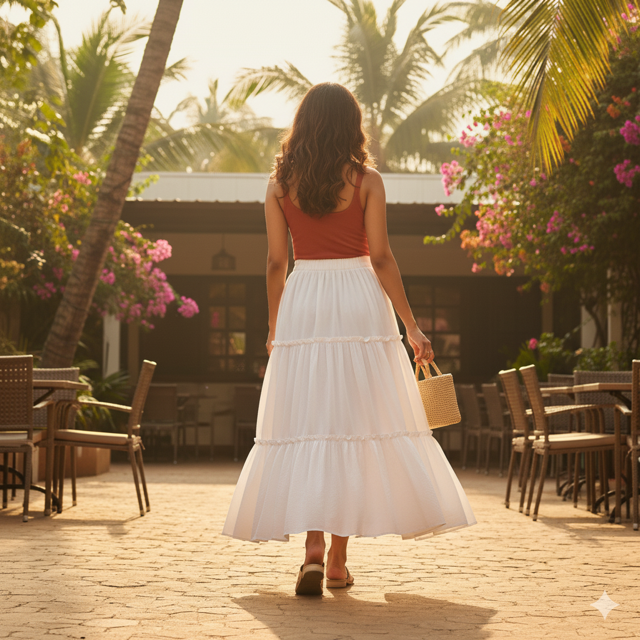 White Tiered Skirt - Image 3