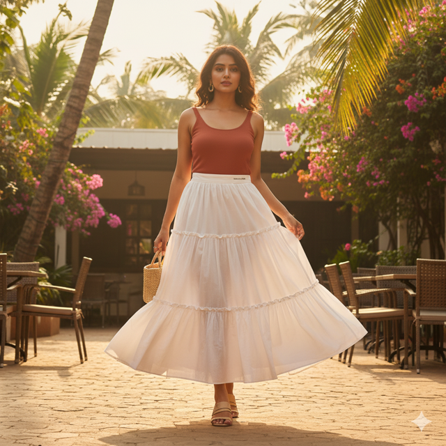 White Tiered Skirt