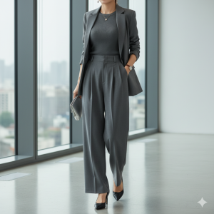 Gray Pleated Formal Trousers